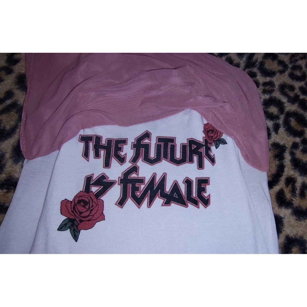Freeze Pink Sheer Layered White Graphic T-Shirt The Future is Female  Protest